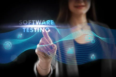 Business, Technology, Internet and network concept. Young businessman working Stock Photos