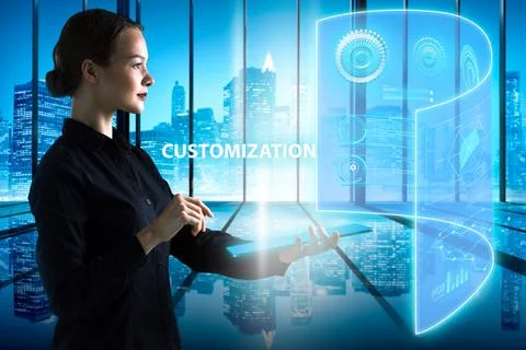 Business, technology, internet and network concept. Young businessman think.. Stock Photos