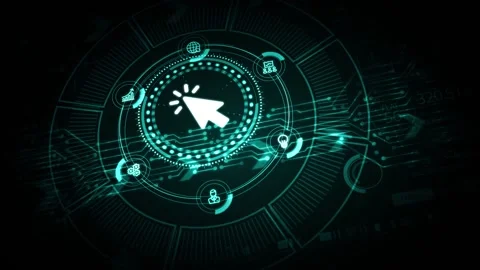 Business, technology, internet and virtual reality concept - button on virtua Stock Footage 145784251