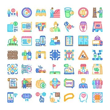 Business technology internet graphics icon collection set Stock Illustration
