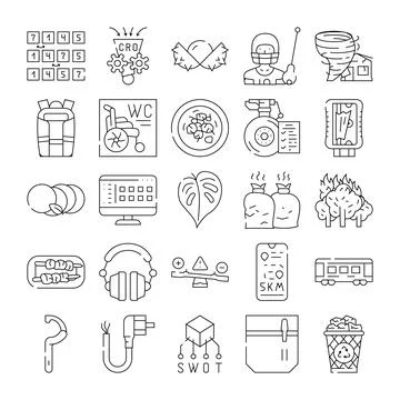 Business technology internet network services line icons 스톡 일러스트