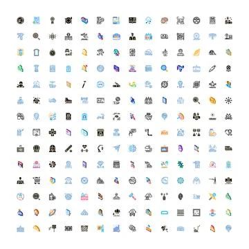 Business technology object set offering various icons 스톡 일러스트