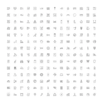 Business technology objects line icons set 스톡 일러스트
