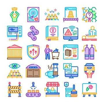 Business, technology, people, and object icons collection Stock Illustration