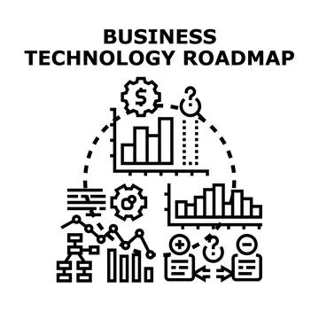 Business technology roadmap planning and innovation strategy Stock Illustration