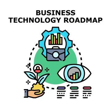 Business technology roadmap planning implementing growth strategy Stock Illustration