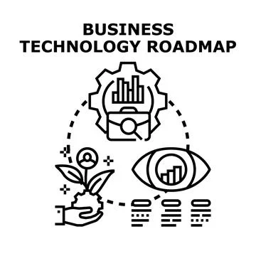 Business technology roadmap planning implementing growth strategy Stock Illustration