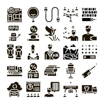 Business technology services logistics human resources glyph icons Stockillustratie