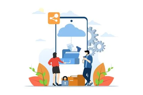 Business technology storage cloud computing service concept イラスト素材