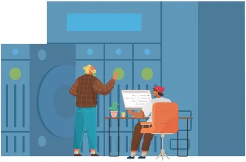 Business technology storage, cloud server service concept with data network Stock Illustration