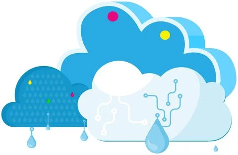 Business technology storage, cloud server service concept with data network Stock Illustration