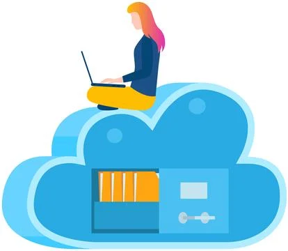 Business technology storage, cloud server service concept with data network Stock Illustration