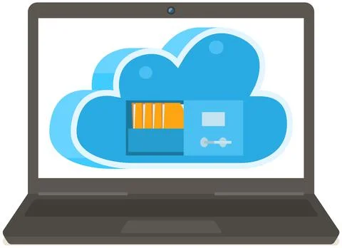 Business technology storage, cloud server service concept with data network Stock Illustration