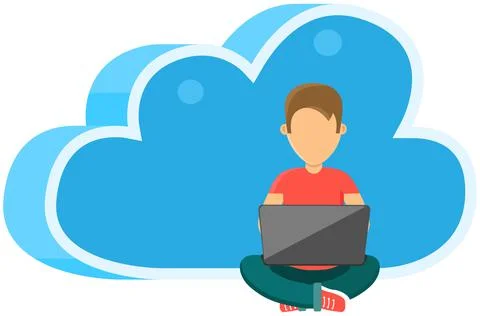 Business technology storage, cloud server service concept with data network Stock Illustration