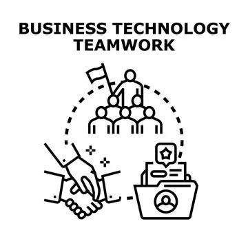 Business technology teamwork collaborating on project development Stock Illustration