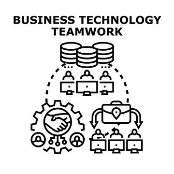 Business technology teamwork collaborating for shared data and goals 스톡 일러스트