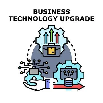 Business technology upgrade process improving company performance Stock Illustration