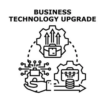 Business technology upgrade process improving company performance Stock Illustration