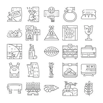 Business technology web graphic outlined icon set collection Stock Illustration