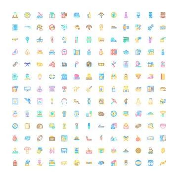 Business technology web interface vector icon set Stock Illustration