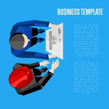 Business template. Top view of engineer builders Stock Illustration