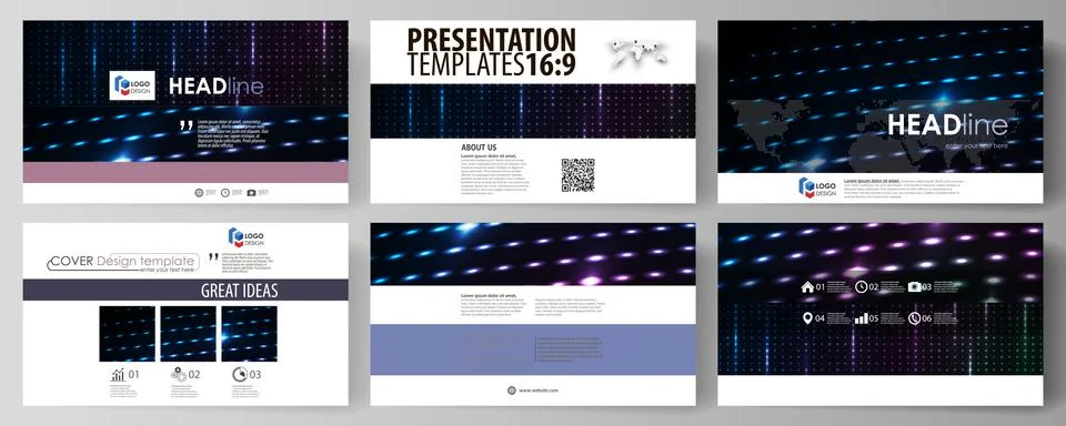 Business templates in HD format for presentation slides. Layouts in flat style Stock Illustration