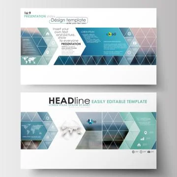 Business templates in HD format for presentation slides. Flat design blue c.. Stock Illustration