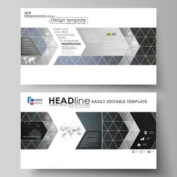 Business templates in HD format for presentation slides. Vector layouts in flat イラスト素材