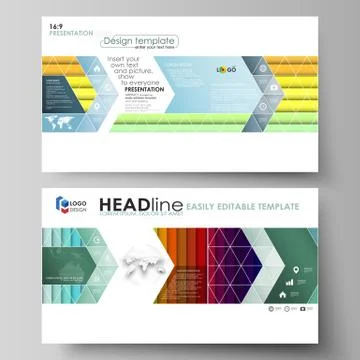 Business templates in HD format for presentation slides. Vector layouts in flat Stock Illustration