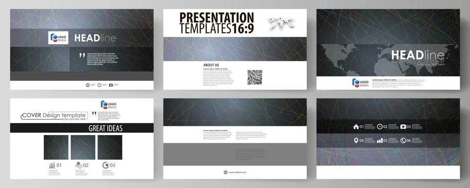 Business templates in HD format for presentation slides. Vector layouts in flat 库存插图