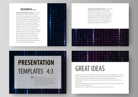 Business templates for presentation slides. Layouts in flat style. Colorful neon Stock Illustration