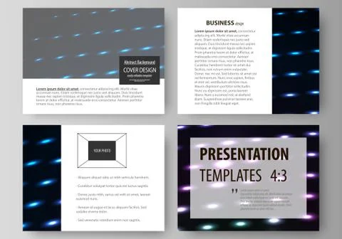 Business templates for presentation slides. Layouts in flat style. Colorful neon 스톡 일러스트