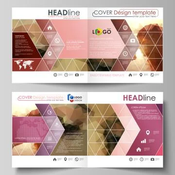 Business templates for square design bi fold brochure, flyer. Leaflet cover Stock Illustration