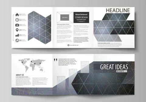 Business templates for tri fold square design brochures. Leaflet cover. Colorful Stock Illustration