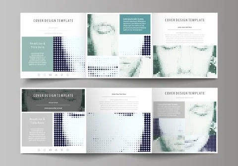 Business templates for tri fold square design brochures. Leaflet cover, vector Stock Illustration