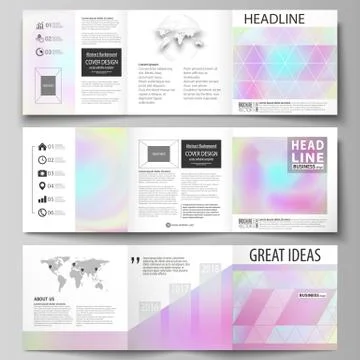 Business templates for tri fold square design brochures. Leaflet cover, abstract Stock Illustration