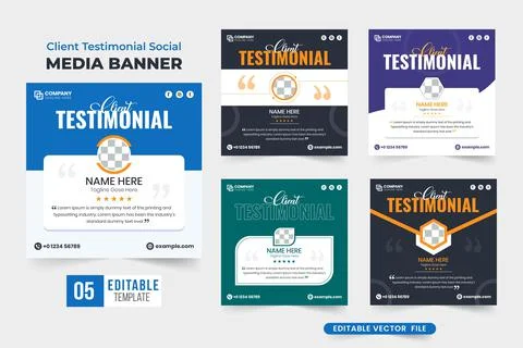 Business testimonial collection vector with text effects and photo placeholde 스톡 일러스트