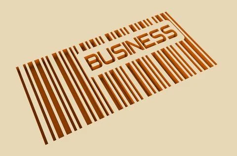 Business text and bar code on concrete wall Business word and bar code on ... 스톡 사진