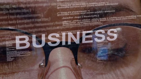 Business text on background of female developer Stock Footage 106665265
