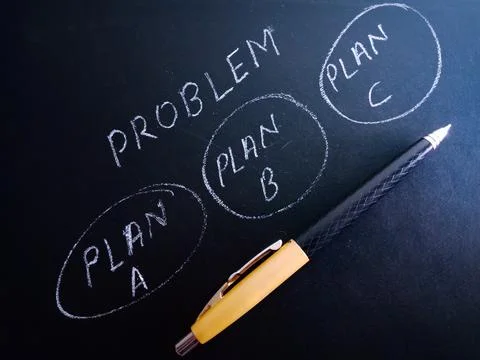 Business text graph presentation on chalkboard. Foto stock
