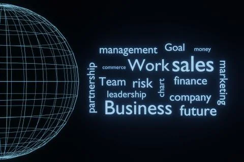 Business text Word Cloud background 3d rendering. Illustrazione stock
