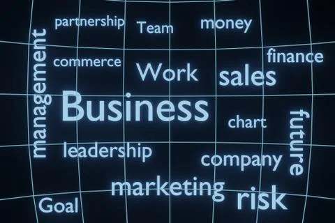 Business text Word Cloud background 3d rendering. Stock Illustration