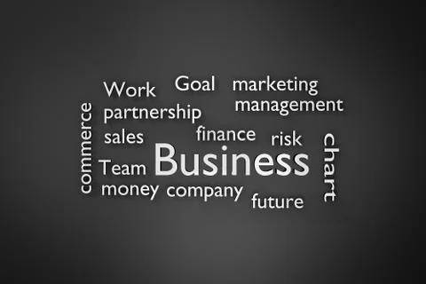 Business text Word Cloud background 3d rendering. Illustrazione stock