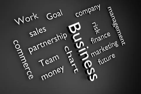 Business text Word Cloud background 3d rendering. Illustrazione stock