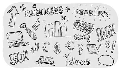 Business Theme Doodle Set Stock Illustration