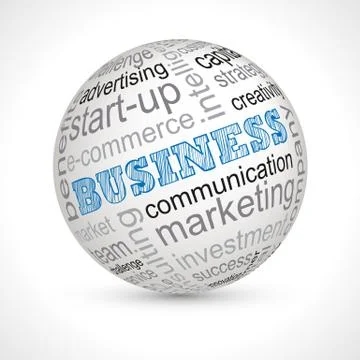 Business theme sphere with keywords Stock Illustration