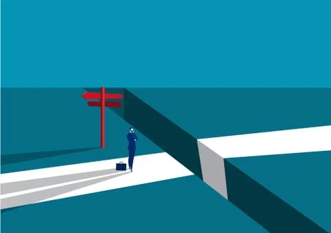 Business thiking to way solving problem  between gap on way to success, 스톡 일러스트