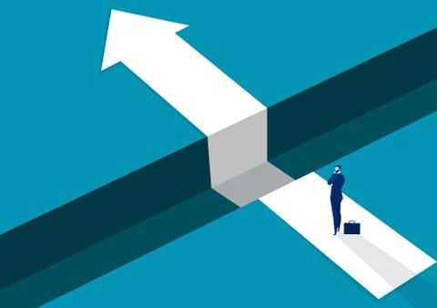 Business thiking to way solving problem between gap on way to success Stock Illustration