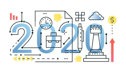 Business thin line concept vector illustration, website interface design with Stock Illustration