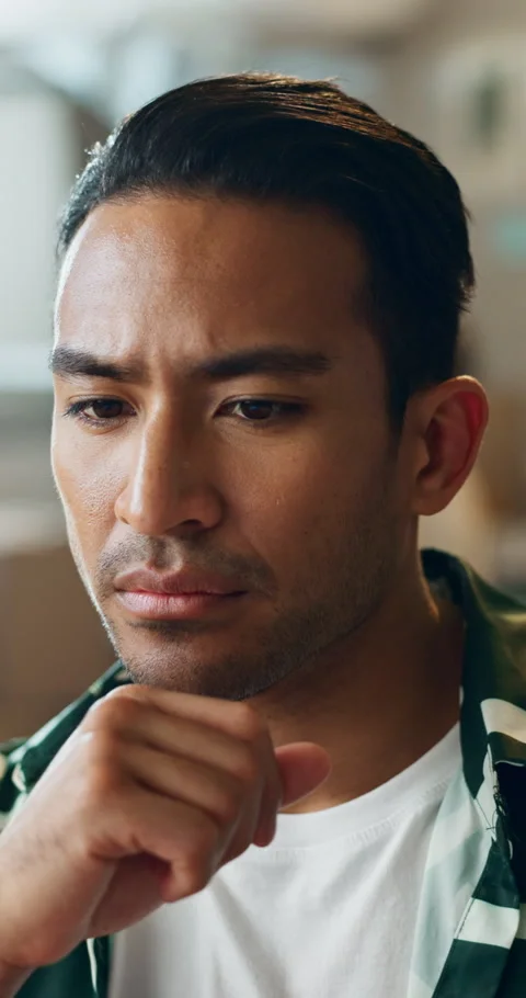 Business, thinking and man with solution, face or problem solving with Stock Footage 254851267